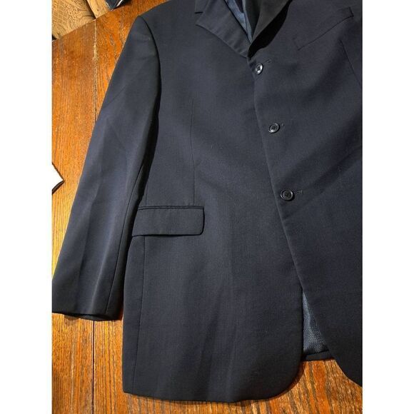 46L Giorgio Cosani Navy Blue Tuxedo Suit Sports Coat Jacket Blazer Wool - Picture 4 of 6